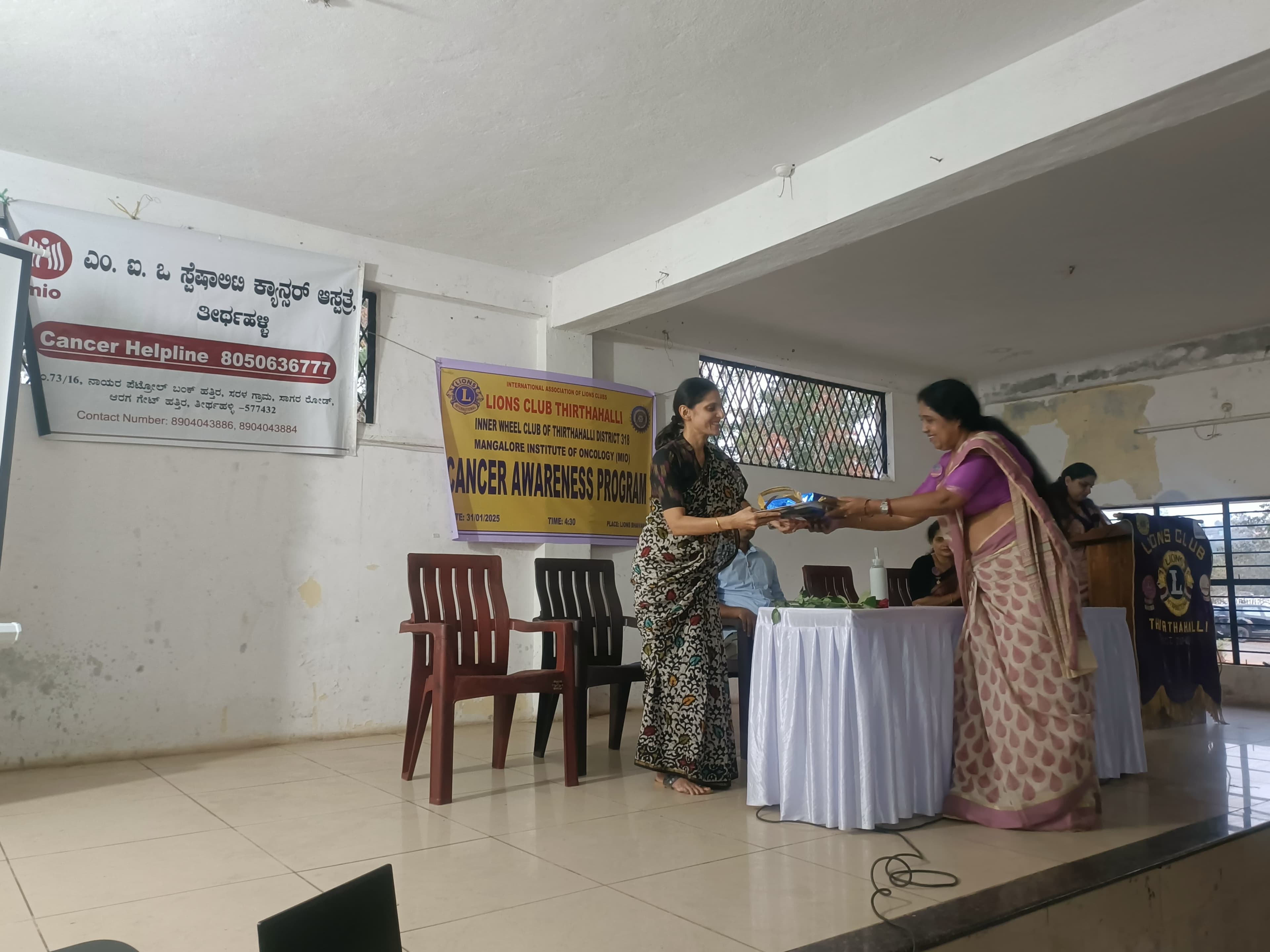 Cancer Awareness Talk Organized by Lions Club, Rotary Inner Wheel Club & MIO Thirthahalli