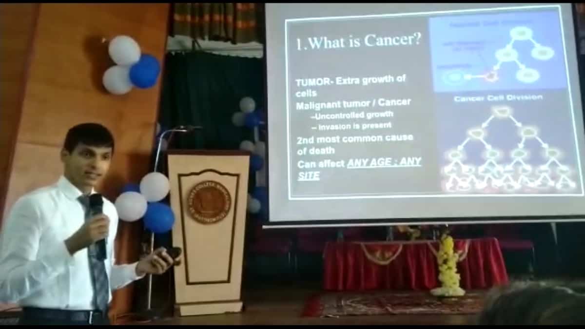 Dr. Krishna Prasad Director MIO speaks at St Agnes College, Mangalore