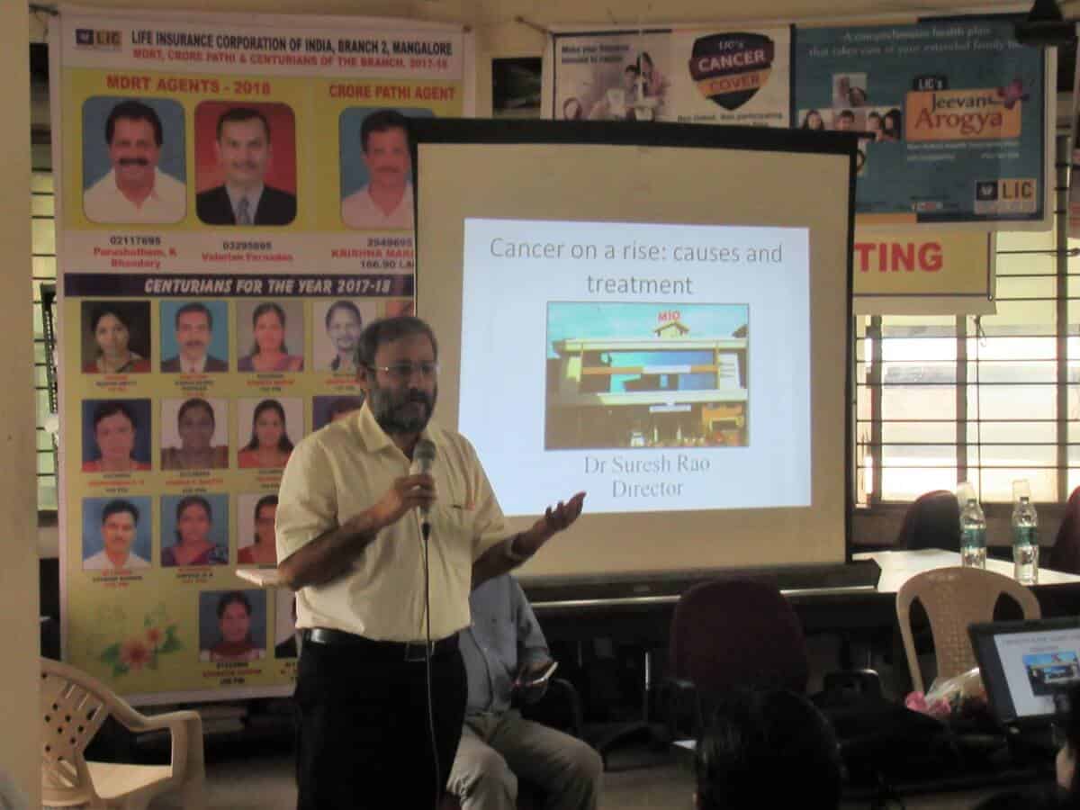 Dr Suresh Rao presented a talk to the staff of LIC, Mangalore division